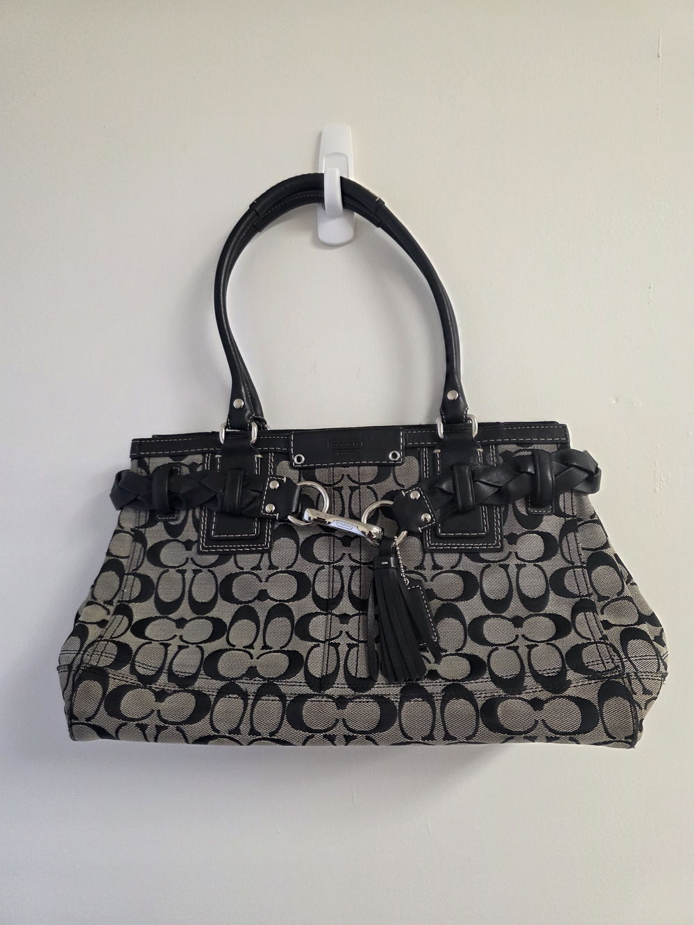 Coach Signature Jacquard Tote Bag in Black/Ivory
